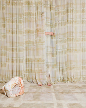 Layered x Collina Strada Plaid Haze wool rug, in an interior