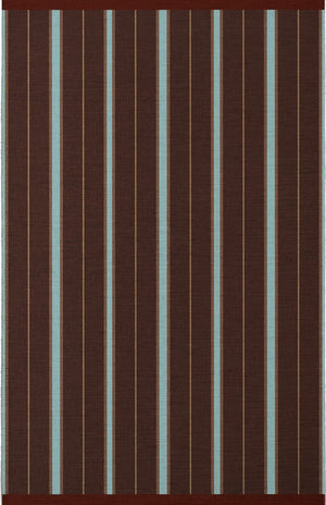 Layered x Tom Morris Racer Stripe Betty Brown tapis tissé plat en laine, vue de dessus