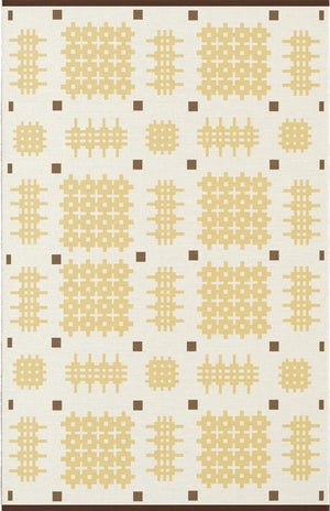 Layered x Tom Morris Ryg Dandelion flachgewebter Wollteppich, Draufsicht