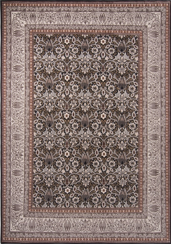 Morris & Co Borage Grey rug in stone grey, ivory and ochre, top view