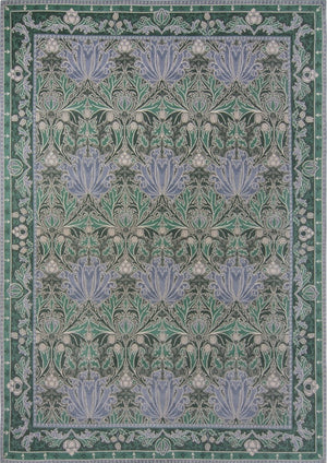 Tapis Morris & Co Helena Mineral vert d'eau et bleu lavande, vue de dessus