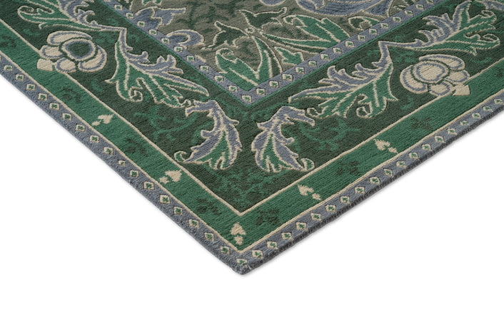 Tapis Morris & Co Helena Mineral, détail de l'angle et du poil