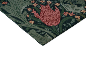 Morris & Co Lent Lily Indigo Madder rug, detail of corner and pile