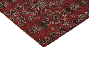 Morris & Co Persian Scroll Plum rug, detail of corner and pile