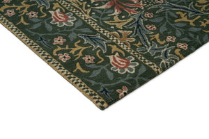 Morris & Co Walthamstow Forest Teal rug, detail of corner and pile