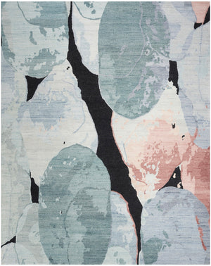 Abstract patterned rug with multicolor design