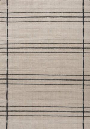 Brink & Campman Zona Line Charcoal outdoor rug in full view on neutral background