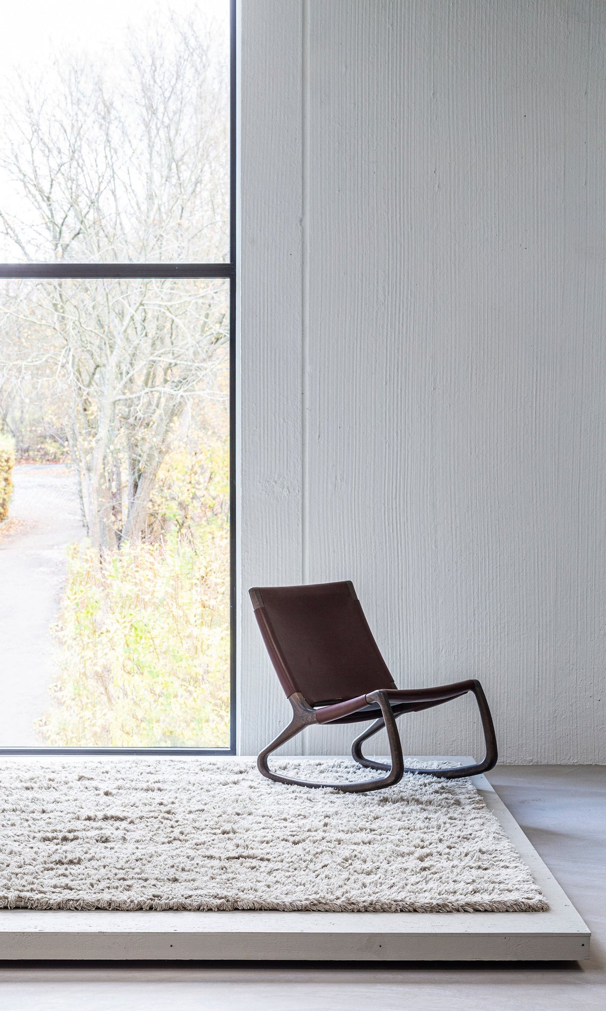 Massimo Rya Soft Beige high pile wool rug, shown in an interior