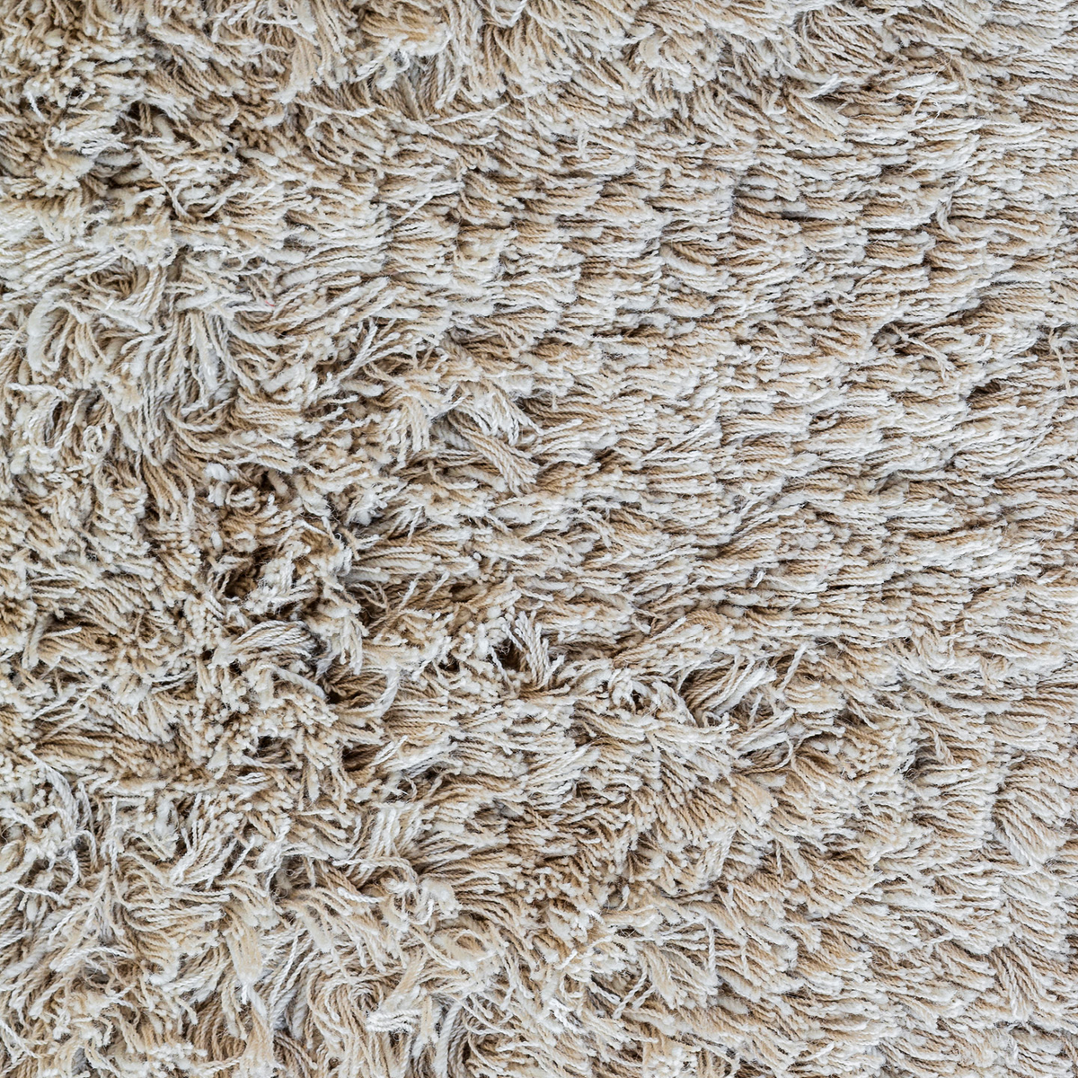 Massimo Rya Soft Beige high pile wool rug, detail of the long pile