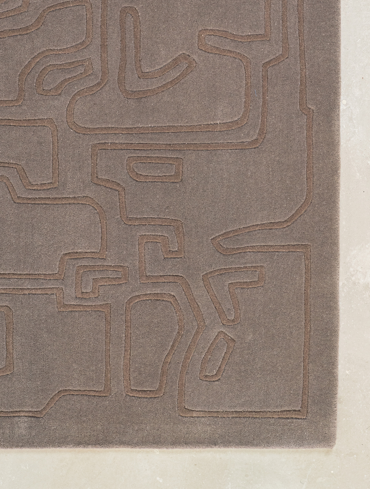 Massimo Structures 2.0 Volcano Dust rug, detail of the corner