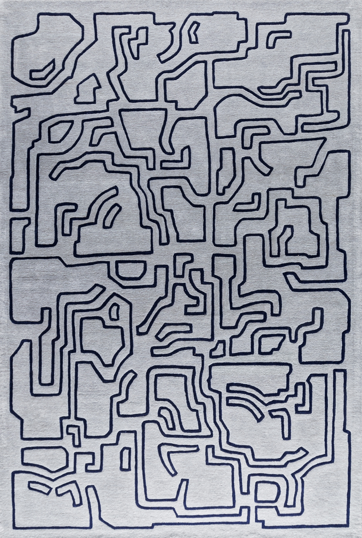 Massimo Structures Fragment 2 blue wool rug, top view