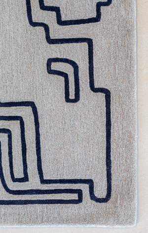 Massimo Structures Fragment 2 blue wool rug, detail of the corner