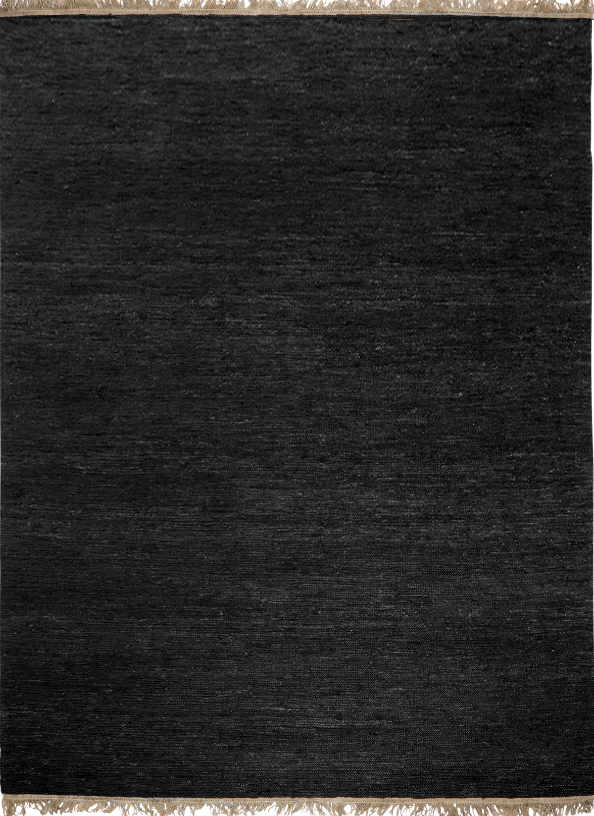 Massimo Sumace Black jute rug with fringes, top view