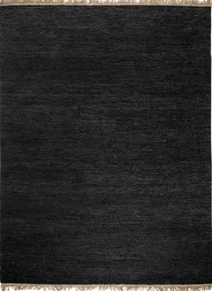Massimo Sumace Black jute rug with fringes, top view